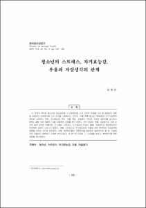 청소년의 스트레스, 자기효능감, 우울과 자살생각의 관계