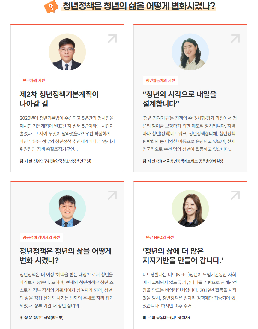 이달의 초점, 청년정책은 청년의 삶을 어떻게 변화시켰나?